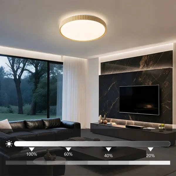 Plafonieră LED Brilagi CORVO, dimmabilă, 72W/230V, 3000-6000K, finisaj decor lemn, Ø50 cm, cu telecomandă inclusă