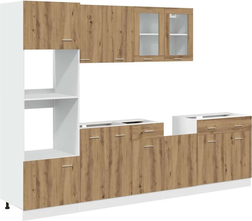 vidaXL Set dulapuri de bucătărie Lyon 7 piese Artisan Stejar lemn prelucrat