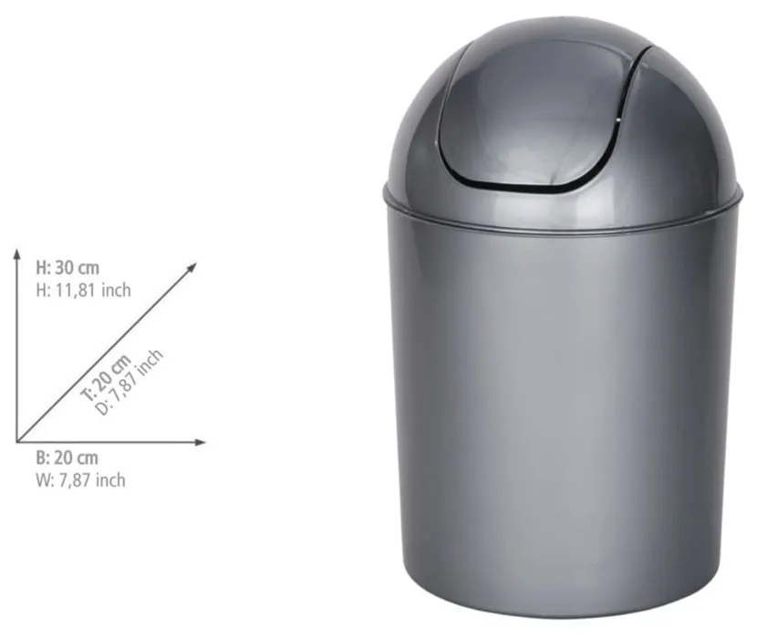 Coș de gunoi gri din plastic 6 l Economic – Wenko