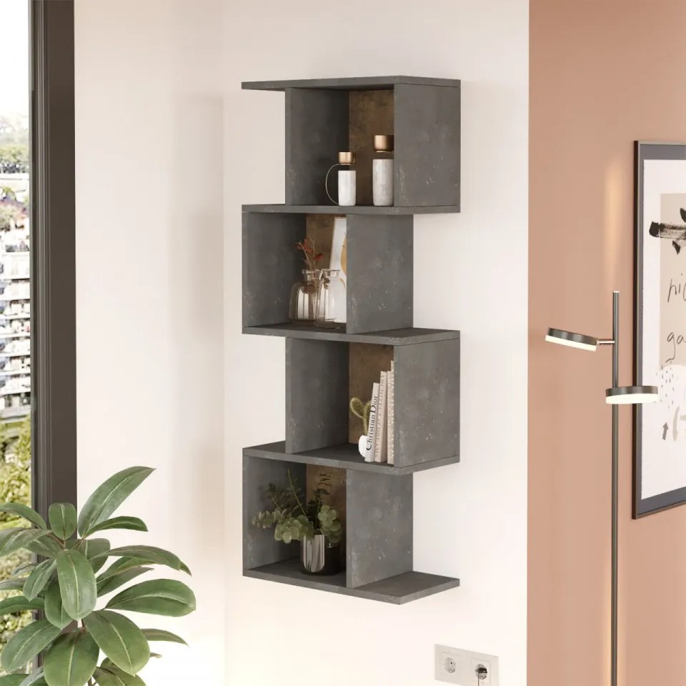 Biblioteca Living LF1-GP, PAL Melaminat, Gri / Bronz
