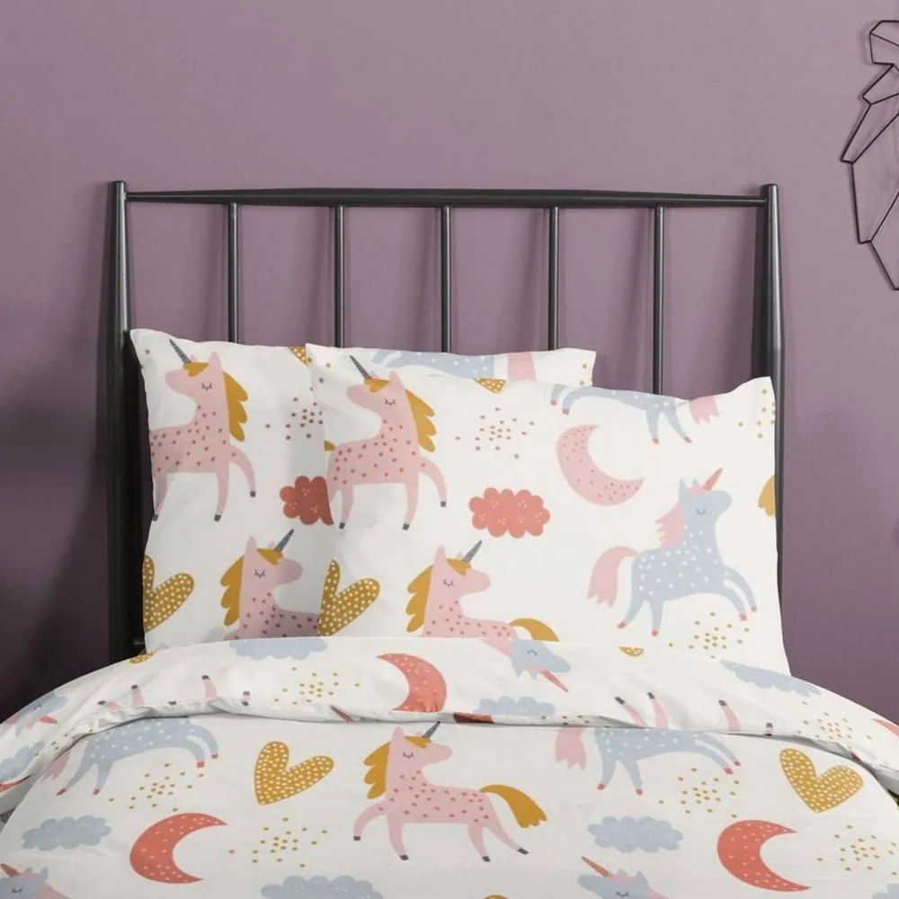Lenjerie de pat din bumbac pentru copii Good Morning Unicorn, 140 x 220 cm