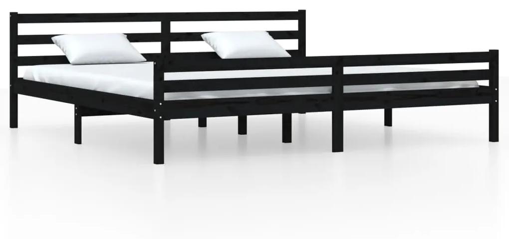 814843 vidaXL Cadru de pat, negru, 200x200 cm, lemn masiv de pin