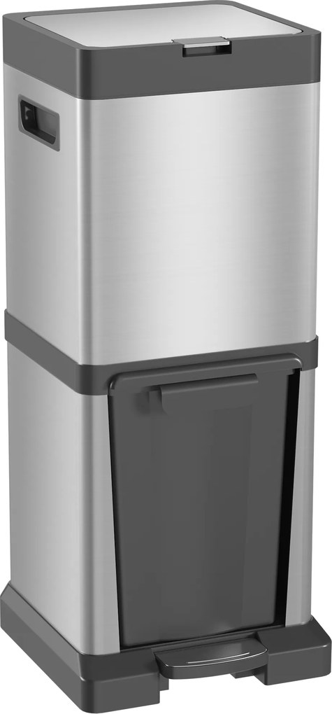 HOMCOM Coș de gunoi 20+14L cu pedală, capac, compartiment basculant, coșuri interioare detașabile, oțel inoxidabil 32,5 x 31,5 x 78 cm Argintiu | Aosom Romania