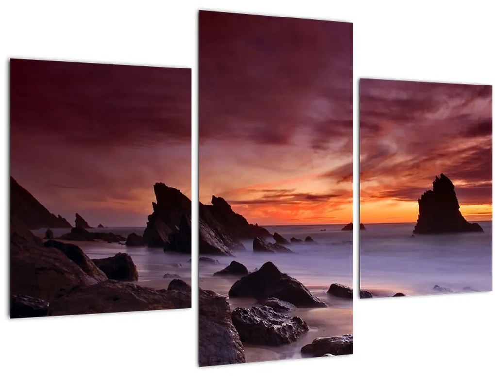 Tablou cu apus de soare pe mal (90x60 cm)