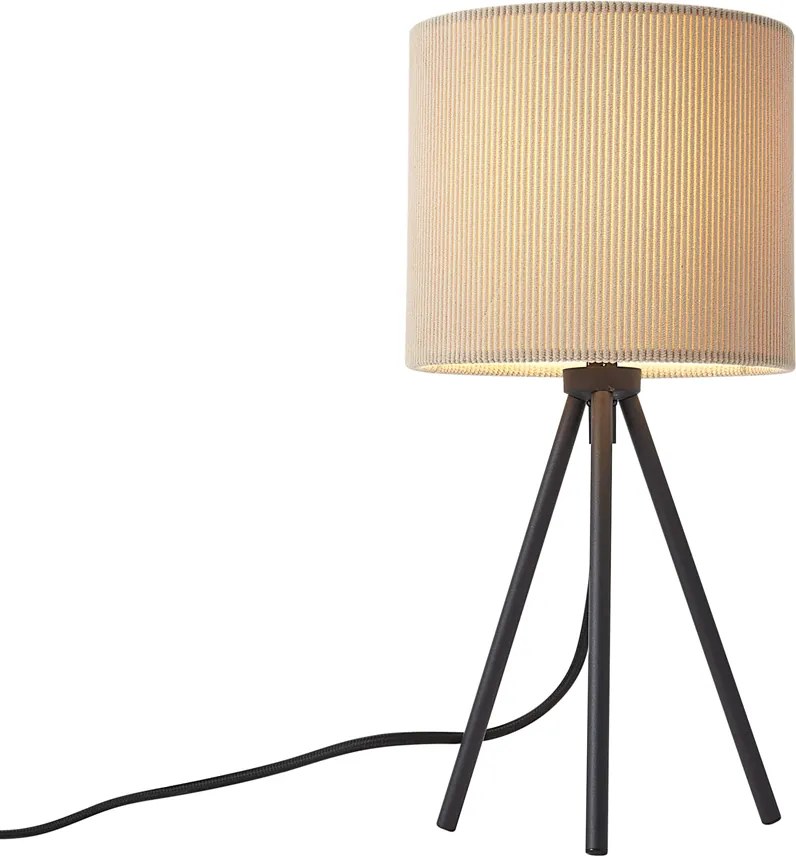 Lampă de masă modernă tip trepied, culoarea taupe, cu abajur de catifea - Luz