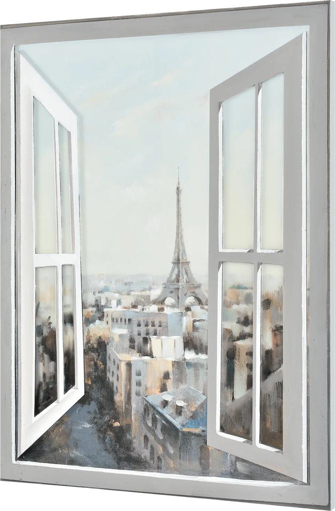 [art.work] Tablou pictat manual - vedere de la fereastra  (luminoasa) model 51 - panza in, cu rama ascunsa - 120x90x3,8cm