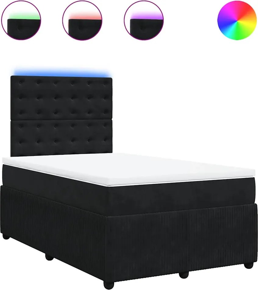 vidaXL Pat box spring cu saltea, negru, 120x200 cm, catifea