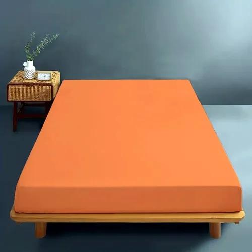 Cearceaf de pat cu elastic, 140x200cm, bumbac, portocaliu
