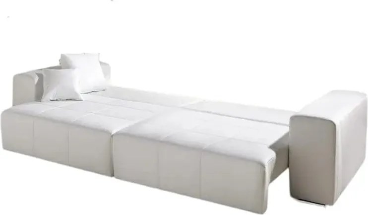 Canapea extensibilă dumonde cu ladă de depozitare si sezut confortabil din spuma high-density, Marbela White XXL 295x100 cm
