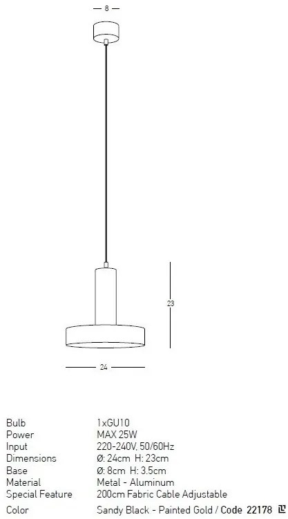 Pendul design modern Cinue natur, negru