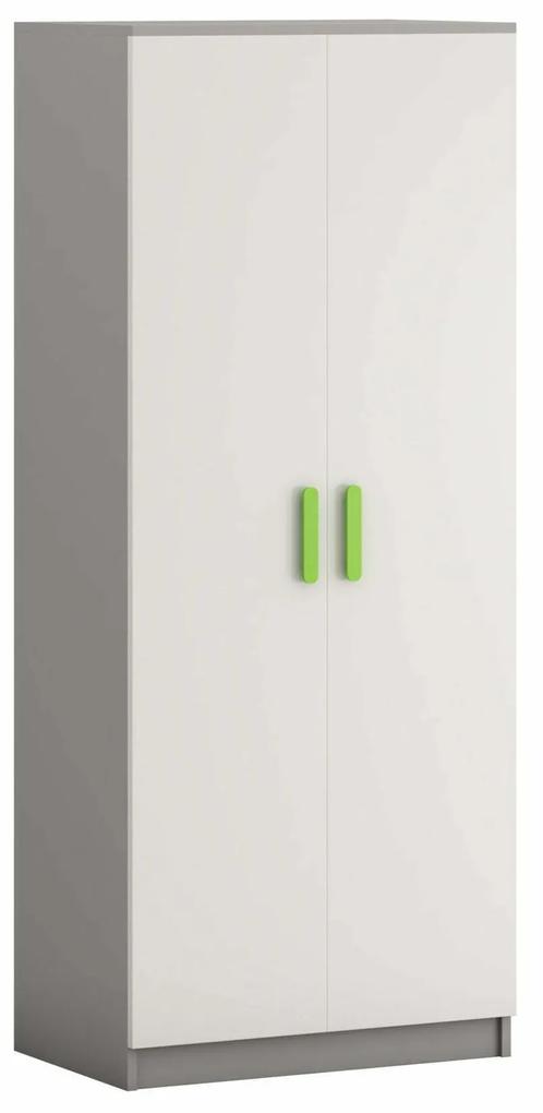Dulap Didi, alb/verde, 80x193x50 cm, 2 usi cu balamale
