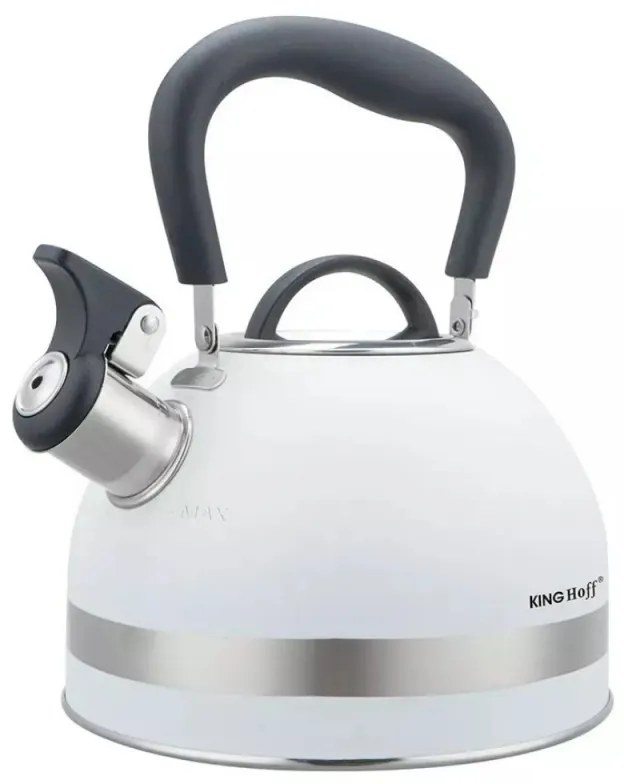 Ceainic cu fluier Kinghoff KH 1852, 1.8 l, Inductie, Maner izolat termic, Alb