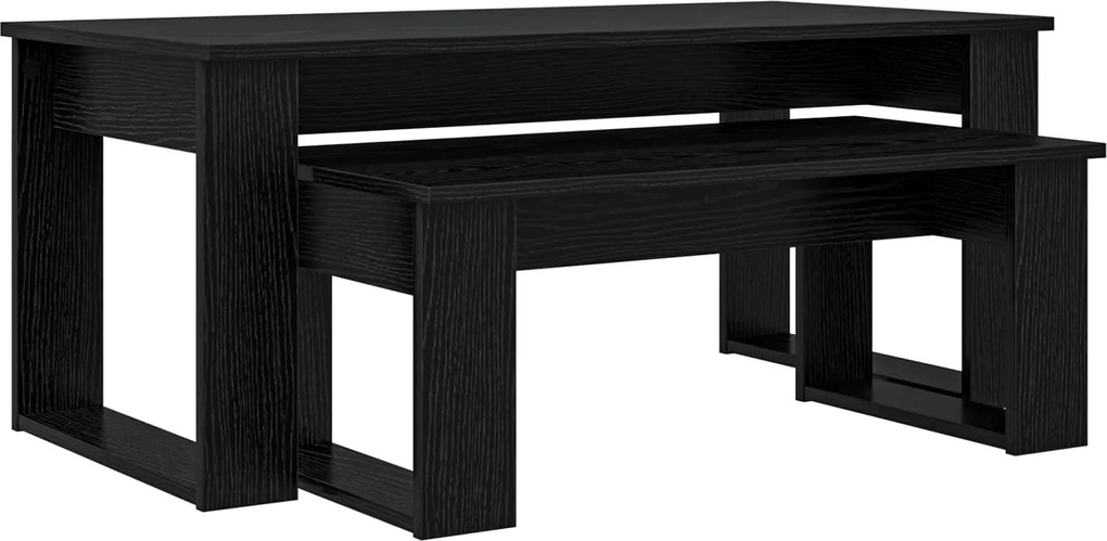 vidaXL Set de măsuțe de cafea 2 pcs Stejar Negru Lemn compozit