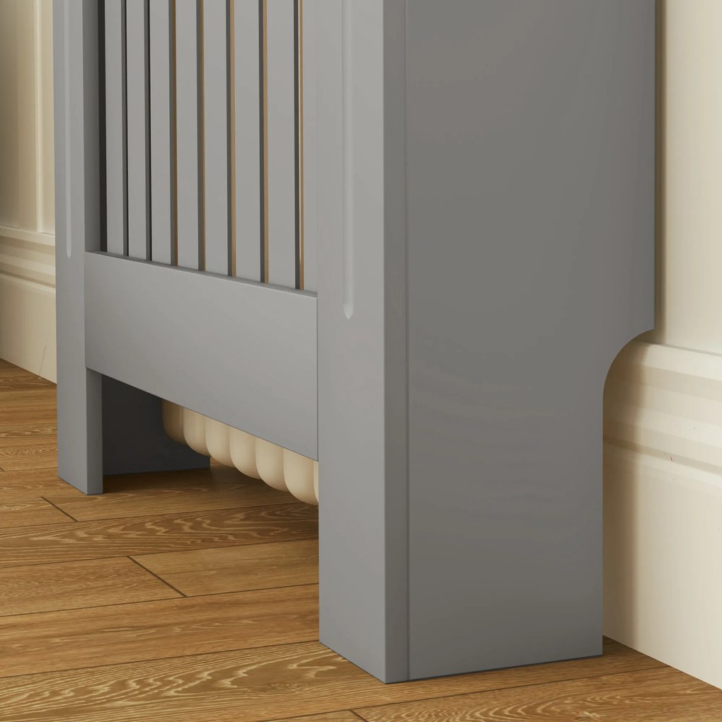 HOMCOM Cubier pentru Radiator din MDF pentru Living Dormitor Hol 78x19x83 cm Gri și Stejar | Aosom Romania