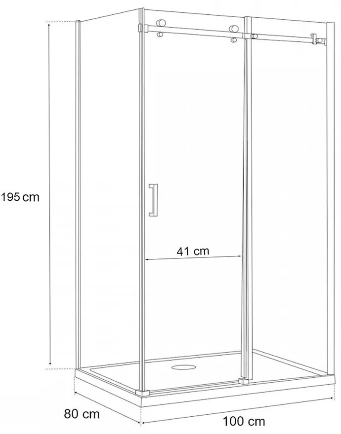 Cabină de duș asimetrică Bold-in 80x100 cm