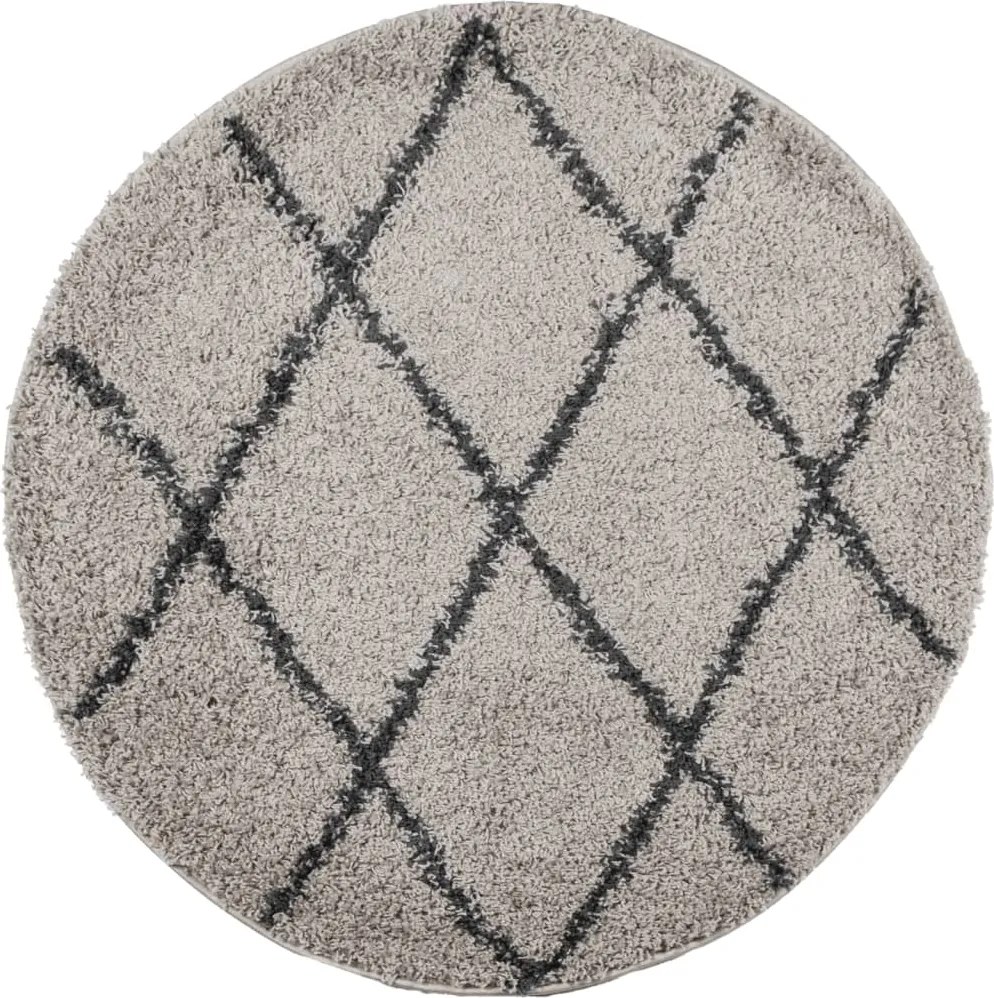 vidaXL Covor pufos "PAMPLONA" cu fire înalte, bej/antracit, Ø 280 cm