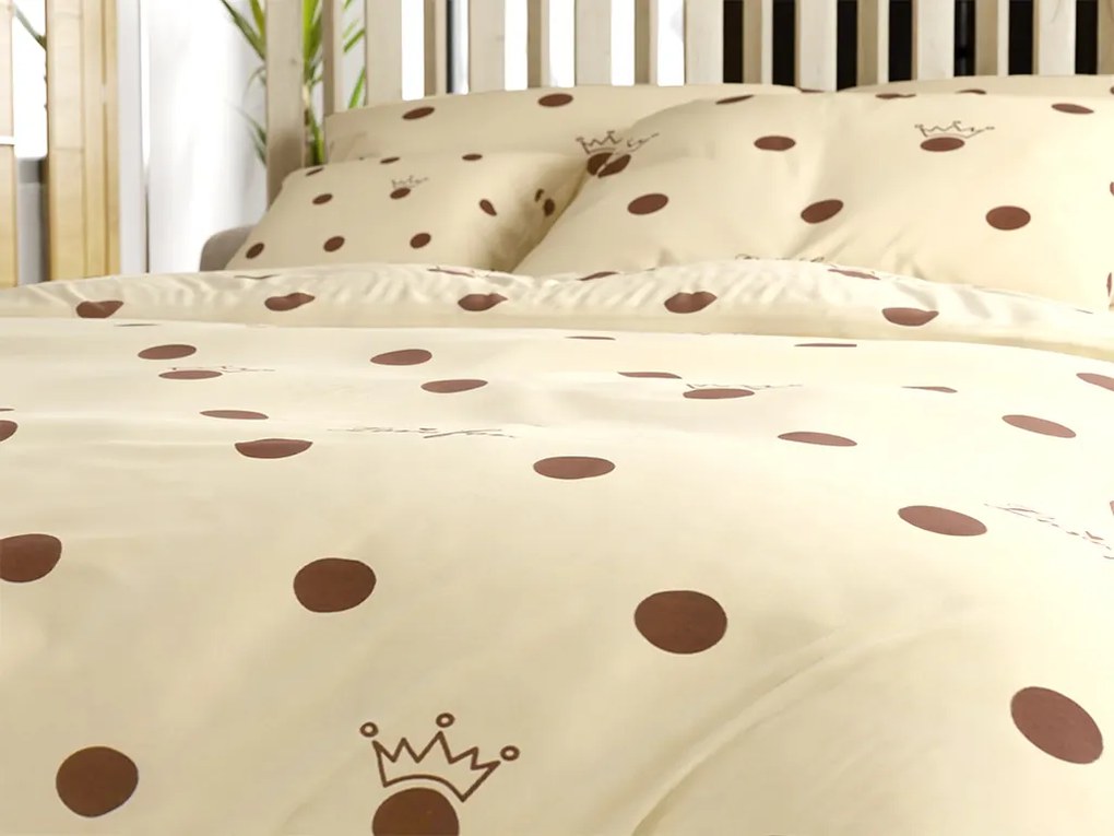 Lenjerie de pat din bumbac CROWN LOVE FOR bej Dimensiune lenjerie de pat: 70 x 90 cm | 140 x 200 cm