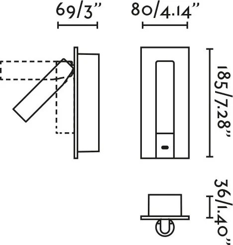 Aplica cu reader LED directionabil stil minimalist GABO USB C bronz