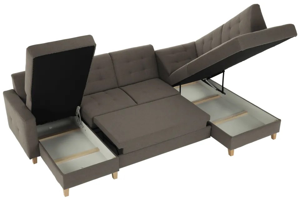 Colţar, material textil gri maroniu TAUPE, model stânga, BRIDGET