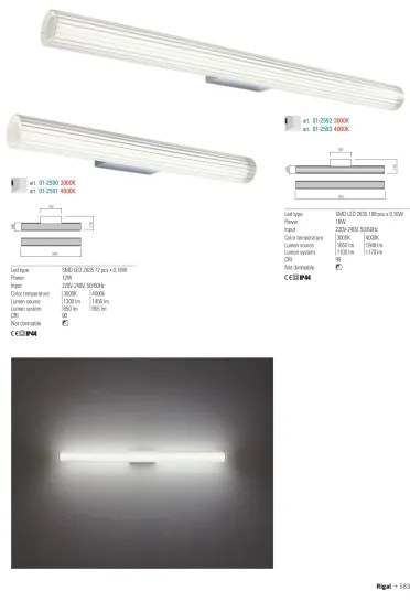 Redo 01-2592 - Aplică LED pentru oglindă de baie RIGAL, 18W/230V, IP44, crom/alb