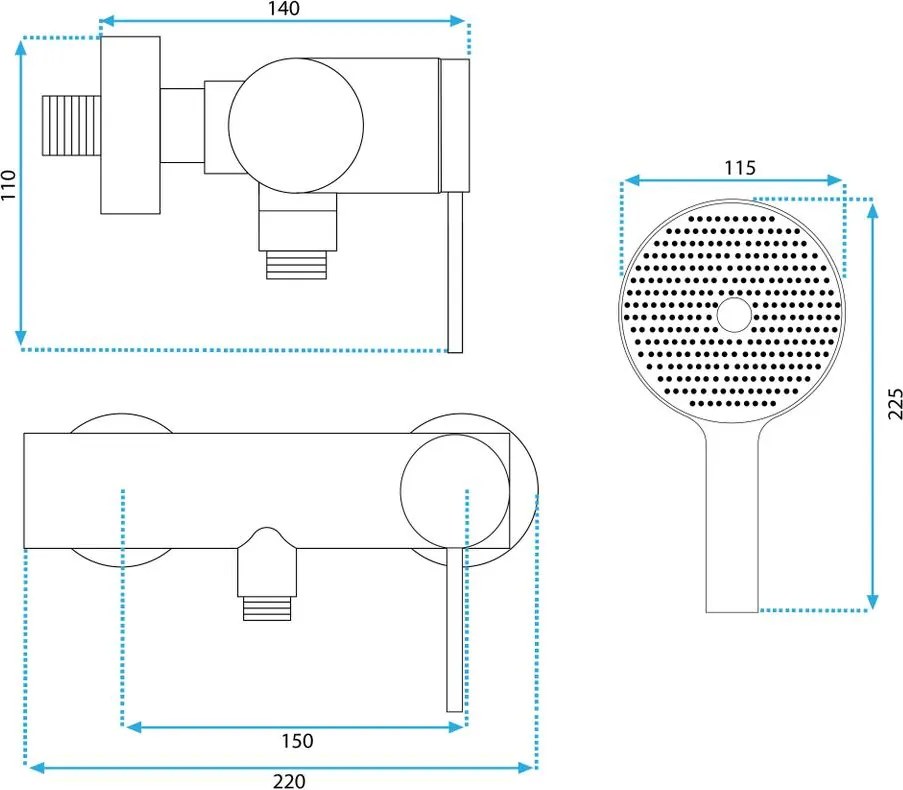 Baterie de dus REA Foss Clif crom periat