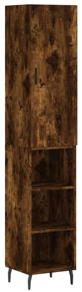 3198998 vidaXL Dulap înalt, stejar fumuriu, 34,5x34x180 cm, lemn prelucrat