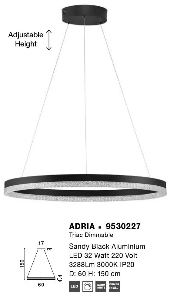 Lustra LED suspendata design elegant ADRIA D-60cm