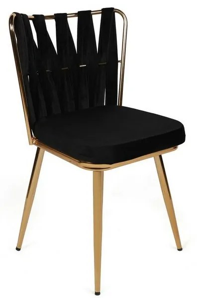 Set de scaune de sufragerie Kusakli Black andGold, 2 buc., 2 buc.