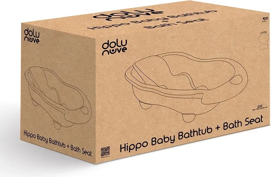 Cadă pentru copii Dolu Hippo cu șezlong, gri, 26 x84,5 x 50,5 cm