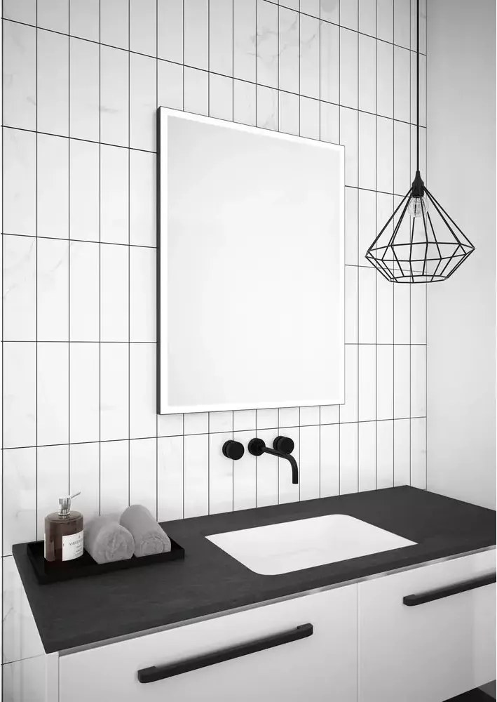 Oglinda reversibila dreptunghiulara LED Dubiel Vitrum Solid Black 60x80 cm