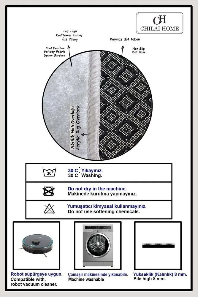 Covoraș de baie negru/crem 60x100 cm Best Wish – Foutastic