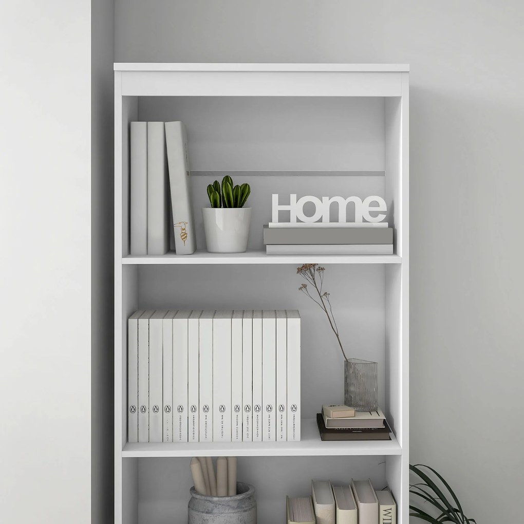 HOMCOM Bibliotecă înaltă de 180 cm cu 3 rafturi și 3 sertare 60 x 35 x 180 cm din lemn alb | Aosom Romania