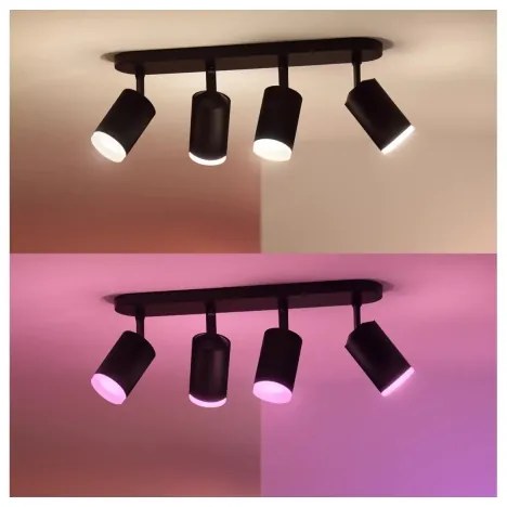 Philips Hue FUGATO LED RGBW spot 4xGU10/4,2W/230V negru dimabil