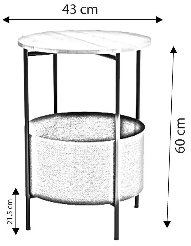 Măsuță laterală Lonupi (alb + negru) . 1094756