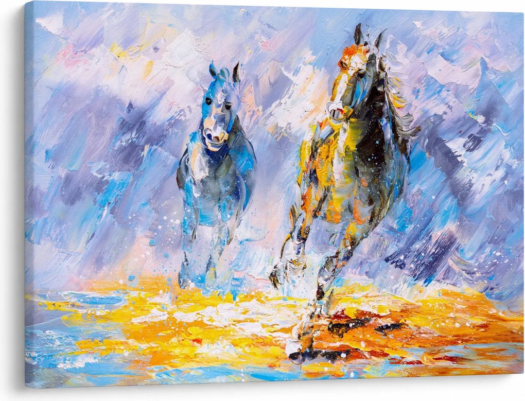 Tablou - Caii alergând, pictură în ulei (70x50 cm)