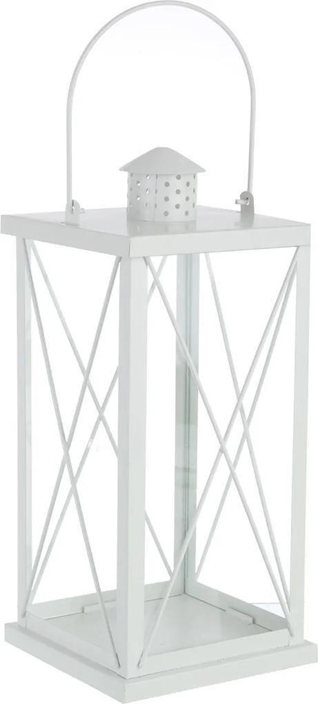 Felinar metal sticla alb Alexa 18 cm x 18 cm x 40 h