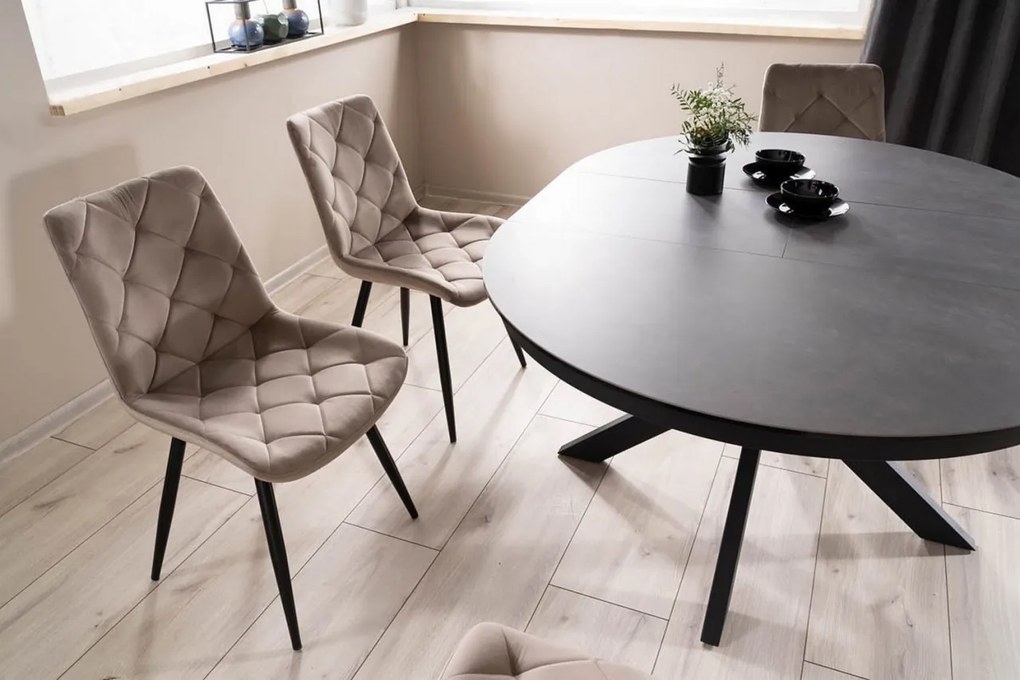 Masa extensibila Porto Ceramica gri inchis/negru mat – L120-160 cm