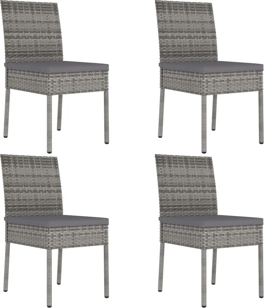 vidaXL Scaune de masă pentru grădină, 4 buc., gri, poliratan