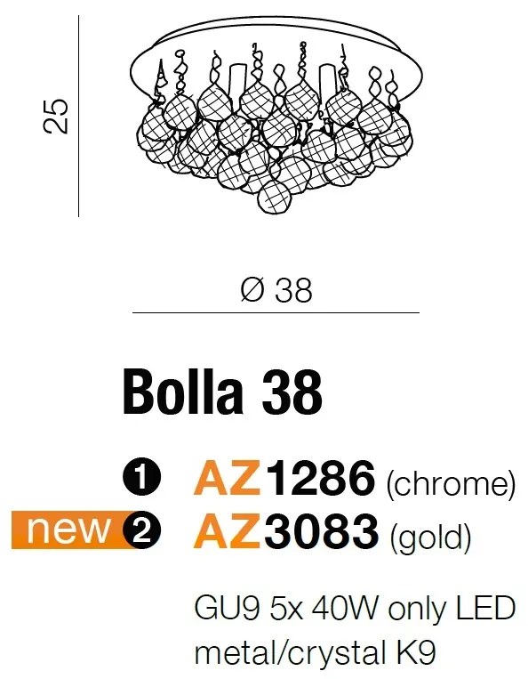 Lustra design elegant BOLLA 38 auriu ZZ AZ3083