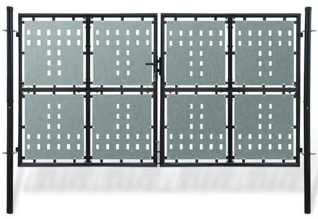 Poarta de gard cu o usa, negru, 300x250 cm Negru, 300 x 250 cm