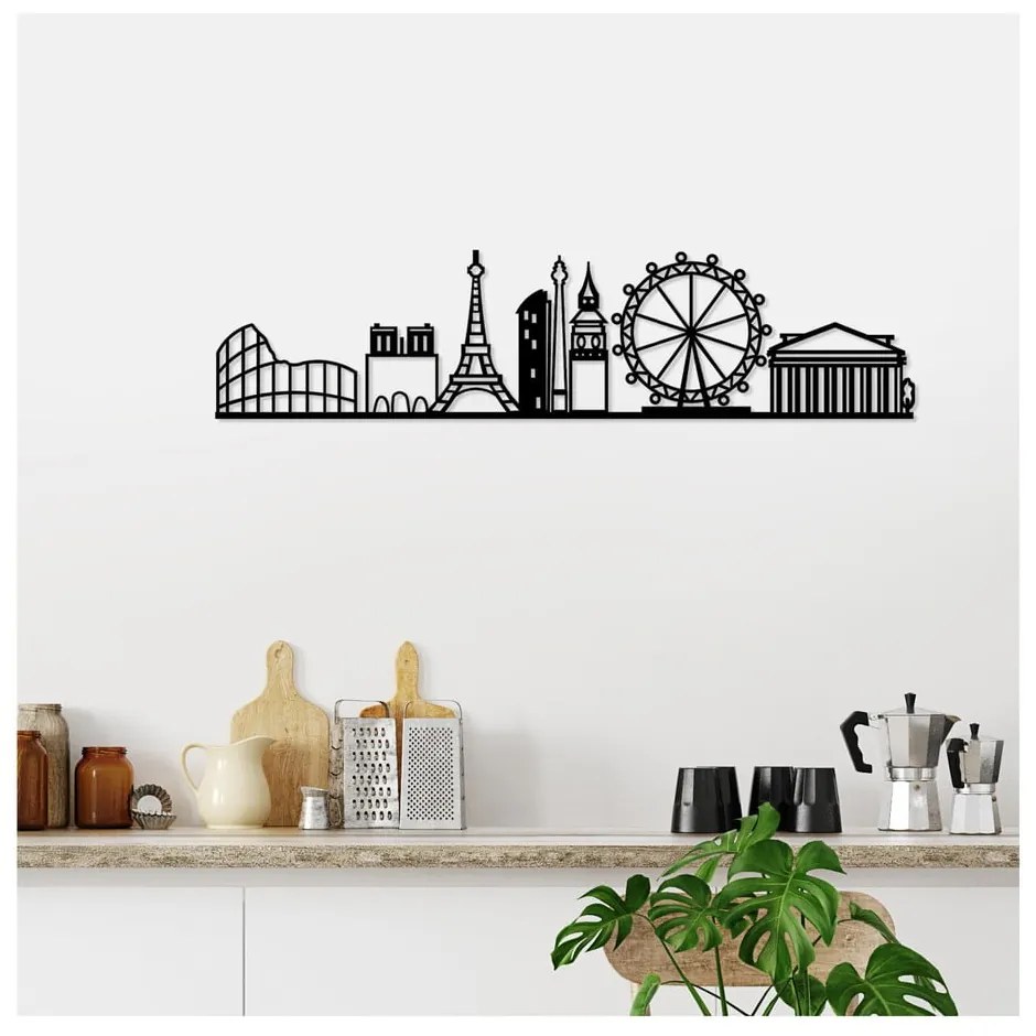 Decorațiune de perete din metal 120x29 cm Cities – Wallity