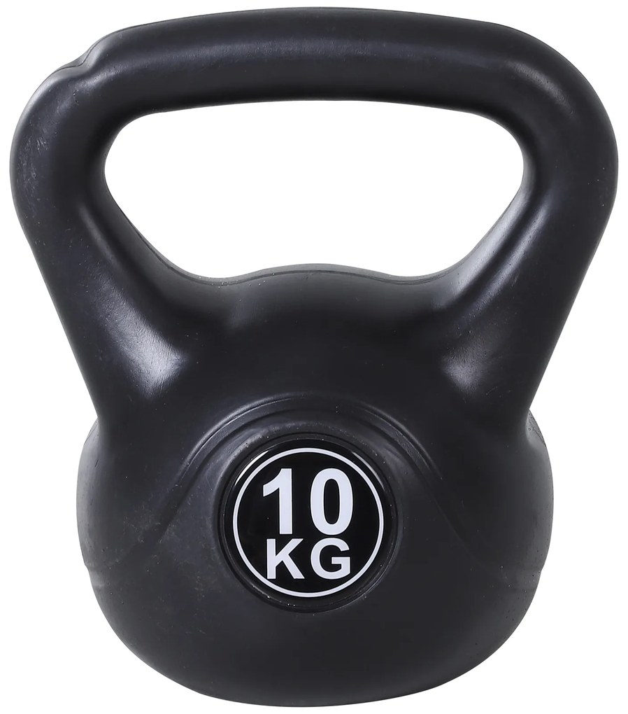 HOMCOM Kettlebell 10 kg, Echipament Fitness pentru Antrenament de Forță, 25x19x28 cm, Negru | Aosom Romania