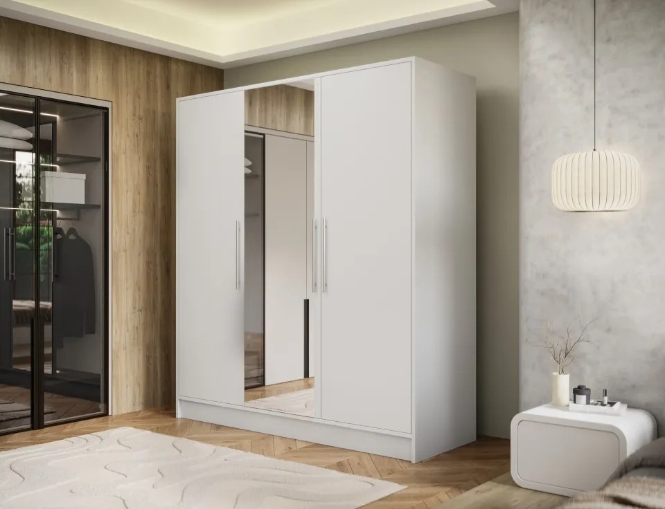 Dulap cu 3 usi si oglinda Alarica 180x60x200 cm – Alb
