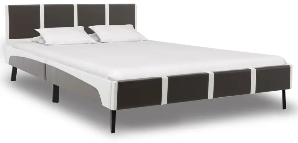 Cadru de pat, gri si alb, 140 x 200 cm, piele ecologica Gri si alb, 140 x 200 cm