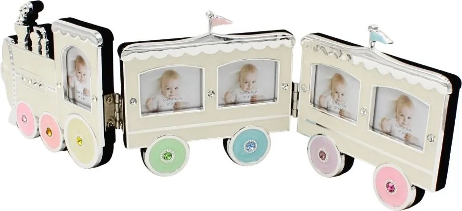 Ramă Foto Copii AZAY Tip Tren, 5x5 cm, Ramă Foto Multiplu Bebe, Decor Cameră Copil, Cadou Nou-Născut, Cutie Cadou Inclusă