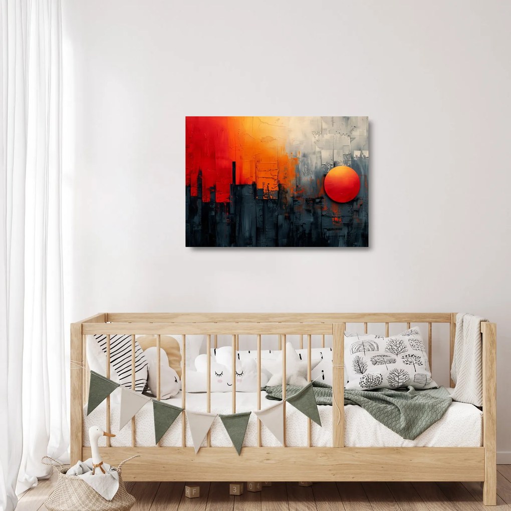 Tablou pe sticlă - Pictura abstractă a orașului (70x50 cm)