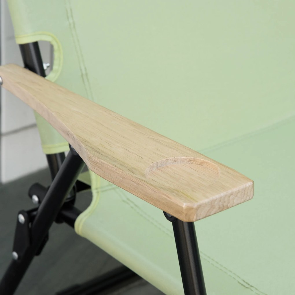 Outsunny scaun de camping 2 locuri, pliabil, cu suport pentru băuturi, 141 x 67 x 80 cm, Verde | Aosom Romania