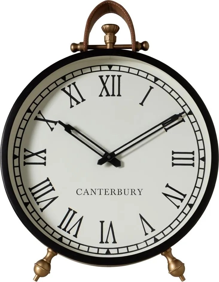 Ceas mare de masa din piele si alama , " Canterbury "