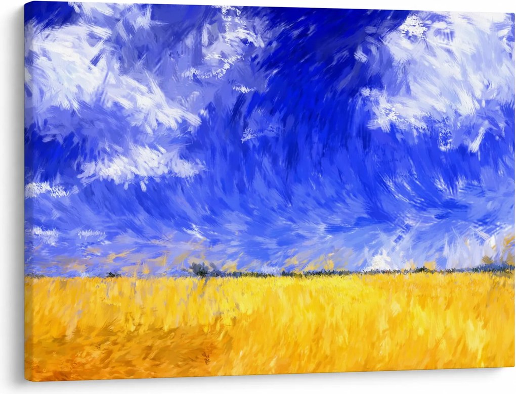 Tablou - Pictură în ulei, câmp auriu (70x50 cm)