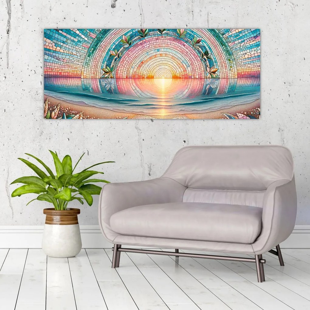 Tablou – Mozaic al soarelui la apus (120x50 cm)